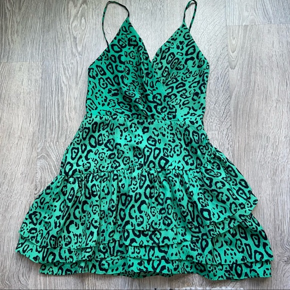 WAYF green leopard dress - Picture 2 of 6